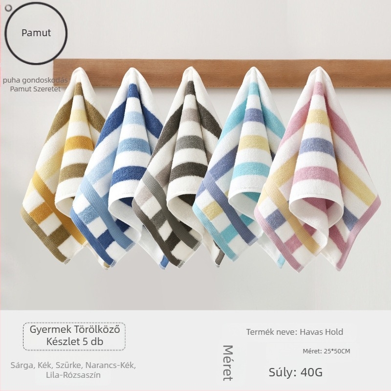 Gyerekek pamut arc törülközője, nedvszívó és puha (anyag: pamut; fonal: 100d; szövés: Plain weave; súly: 50 g alatt; kategória: törölköző/arc törülköző)