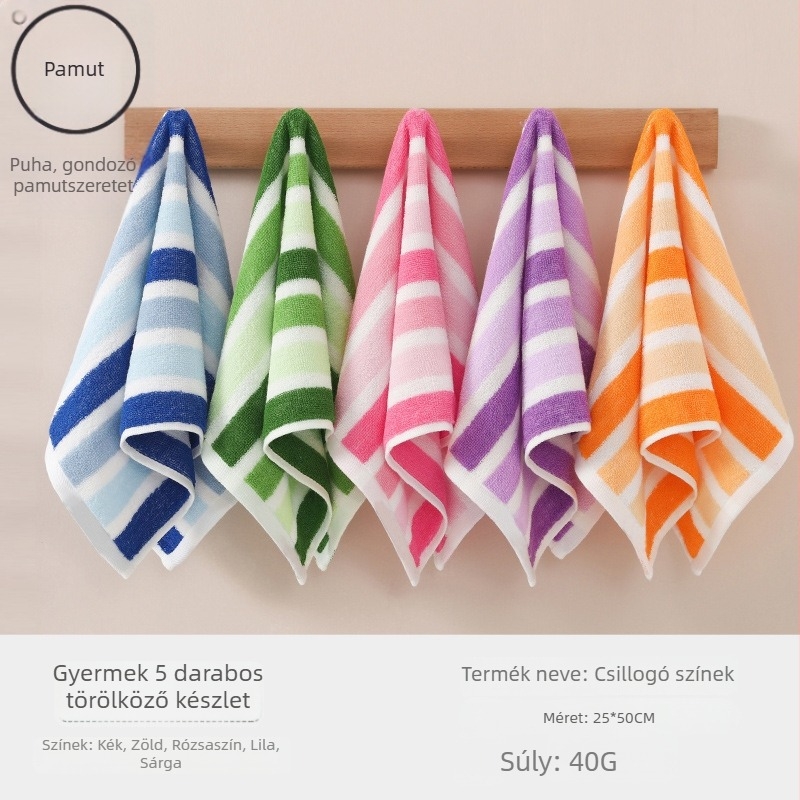Gyerekek pamut arc törülközője, nedvszívó és puha (anyag: pamut; fonal: 100d; szövés: Plain weave; súly: 50 g alatt; kategória: törölköző/arc törülköző)