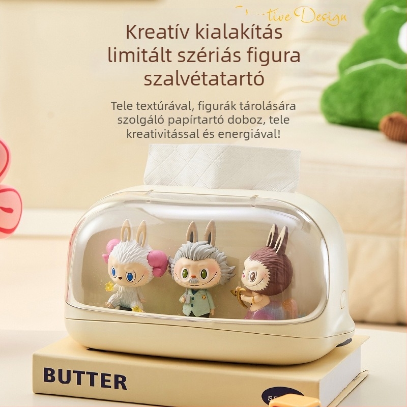 Multifunkcionális asztali zsebkendő-doboz, kivehető papírzsebkendővel, felületi telepítés, logónyomtatás, testreszabás elérhető