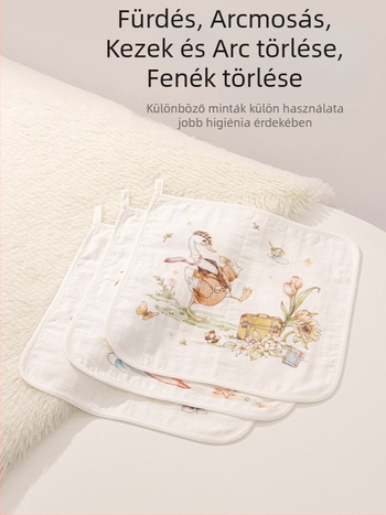 Négyszögletes baba törölköző arc az arcra és fürdéshez – Meijia bell, 70% viszkóz, 30% pamut, nedvszívó, uniszex, 0–6 éves korig