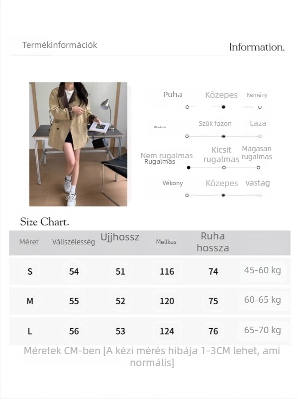 Zy3237 női trench coat patchwork részletekkel, gallér, single-breasted záródás, Regular Fit, poliészter