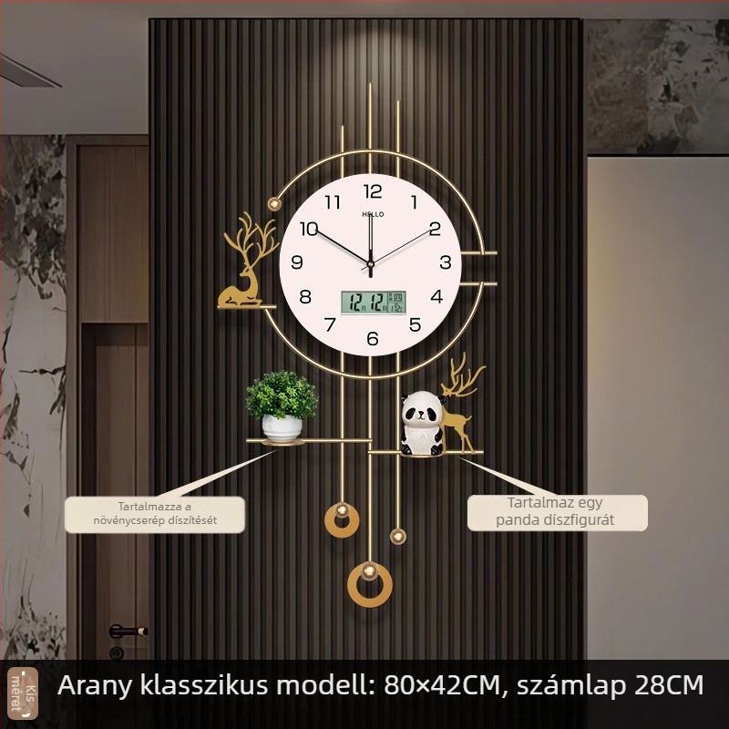 Modern falióra, téglalap alakú vas tok, akkumulátoros működés, Seiko mozgás sweep másodpercekkel, analóg kijelző, nappaliba