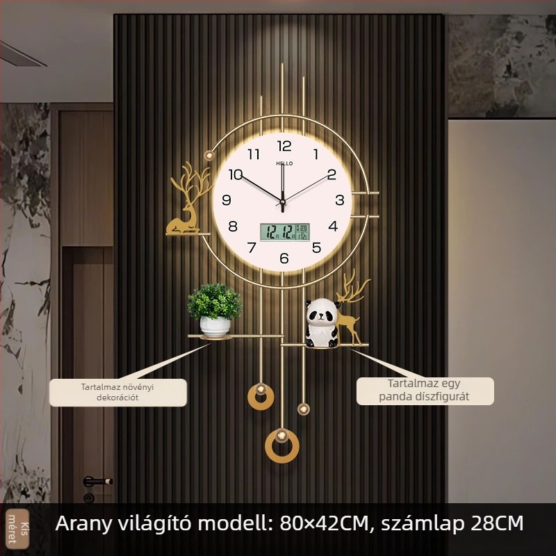 Modern falióra, téglalap alakú vas tok, akkumulátoros működés, Seiko mozgás sweep másodpercekkel, analóg kijelző, nappaliba