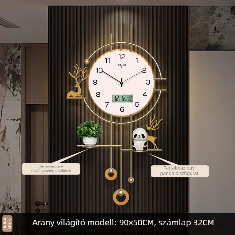 Modern falióra, téglalap alakú vas tok, akkumulátoros működés, Seiko mozgás sweep másodpercekkel, analóg kijelző, nappaliba