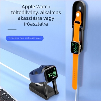 Cahezo Apple Watch töltőállvány, falra szerelhető, lyukasztás nélküli ragasztóalap és állítható töltőtartó