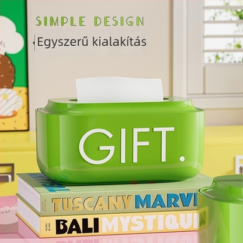 Beépített rugóval rendelkező zsebkendő-tartó, nagy kapacitású, PP anyagból, asztali felületre szerelhető, húzható mechanizmus
