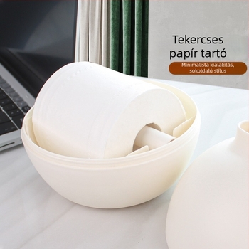 Kerek matt zsebkendő-tartó, PP anyagból, Ball tissue box modell, 32 db, többfunkciós, modern egyszerű stílus.