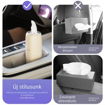 Autó központi konzolhoz tartozó zsepiadoboz – ABS, kihúzható zsepi, többfunkciós, modern minimalist stílus
