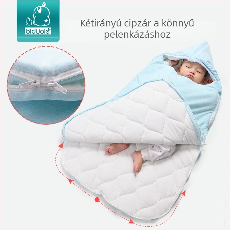 BDL/Bidole bébi hálózsák, boríték stílusú, vastag pamut külső és bélés, poliészter töltet, rajzolt minta, alkalmas őszi- és téli időszakra, újszülötteknek 0-1 év