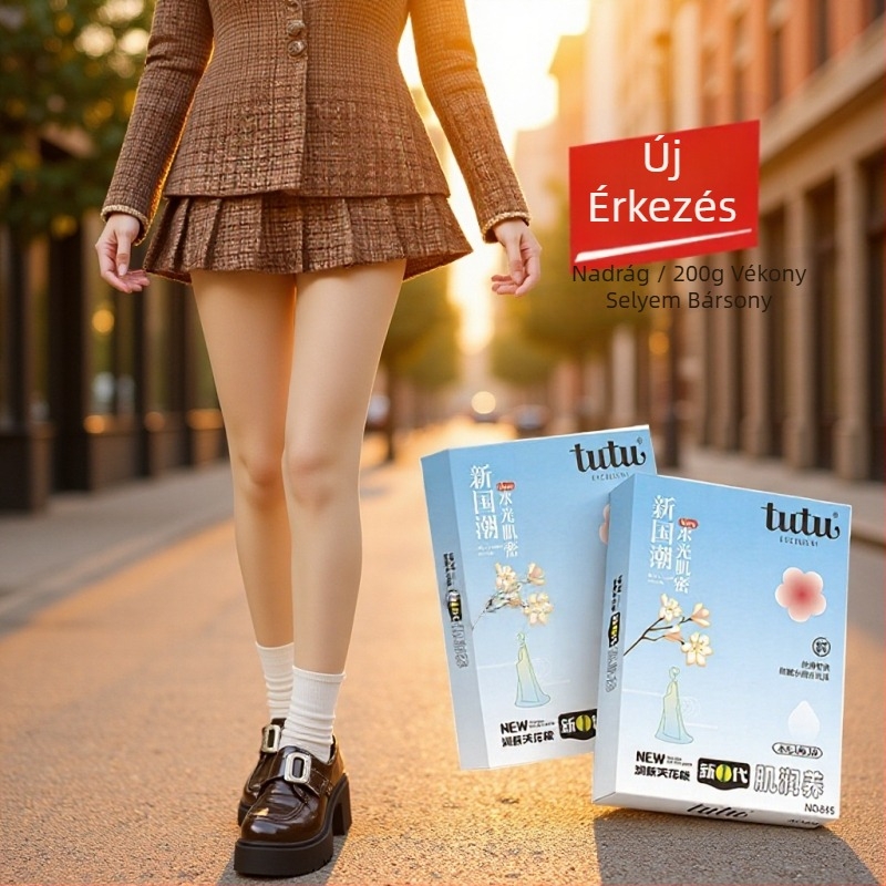 TUTU Nylon harisnya szöveges mintával, teljes lábfej, közepes vastagság
