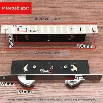 Tolóajtó zár kettős horoggal, vasból, modell 1868, modern minimalist stílus