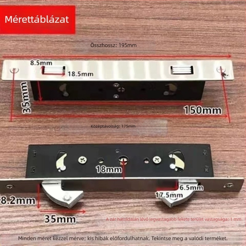 Tolóajtó zár kettős horoggal, vasból, modell 1868, modern minimalist stílus