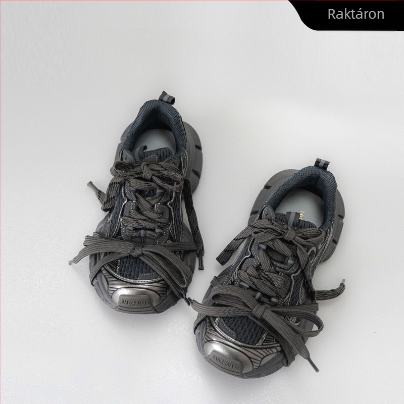 Unisex dad shoes hálós felsőrész, fűzővel záródó, alacsony profil, kerek orr, gumírozott talp, retro stílus, tavasz 2025