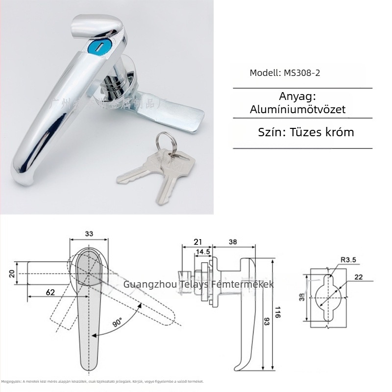 Ternis MS308 alumínium fogantyú-zár szekrényajtókhoz — modern stílus, modell MS308