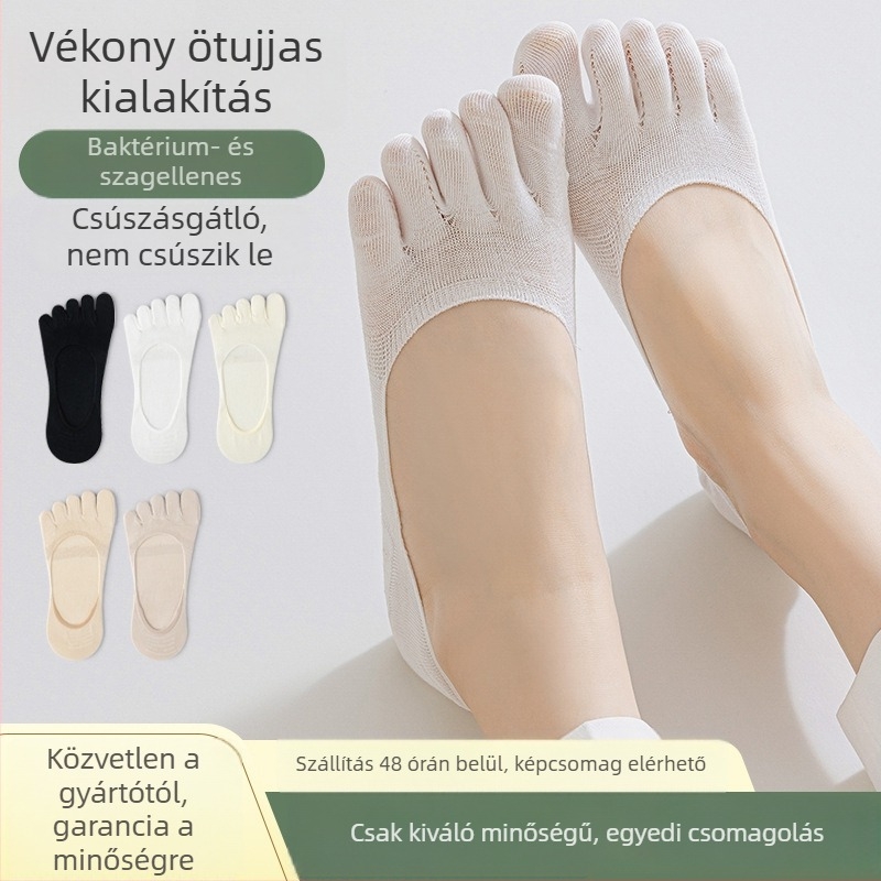 Női ötujjú zokni, 70–80% pamut, gyorsan száradó, lélegző, antibakteriális, szétválasztott ujjak