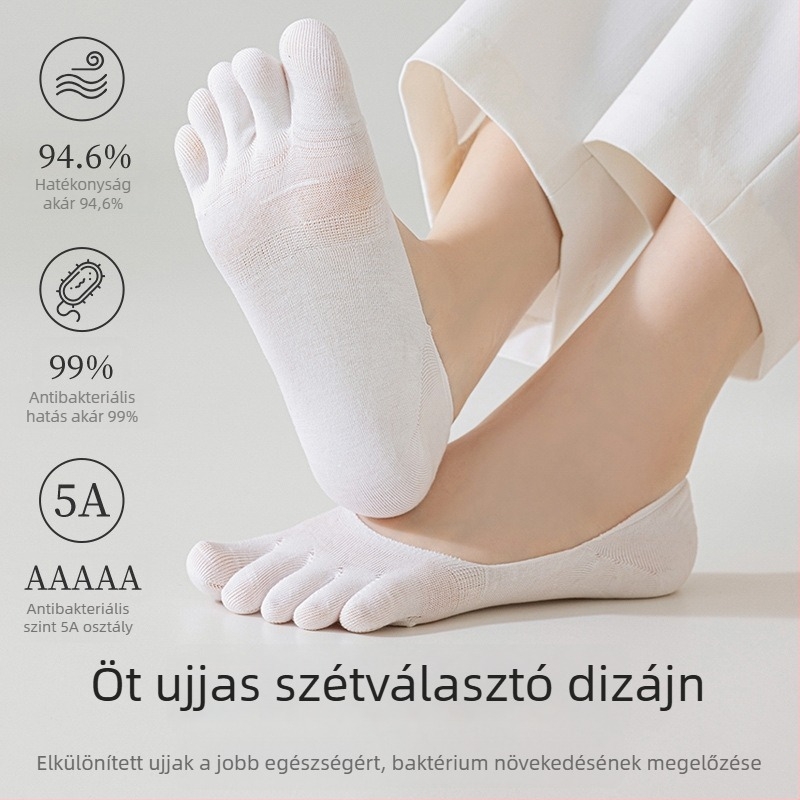Női ötujjú zokni, 70–80% pamut, gyorsan száradó, lélegző, antibakteriális, szétválasztott ujjak