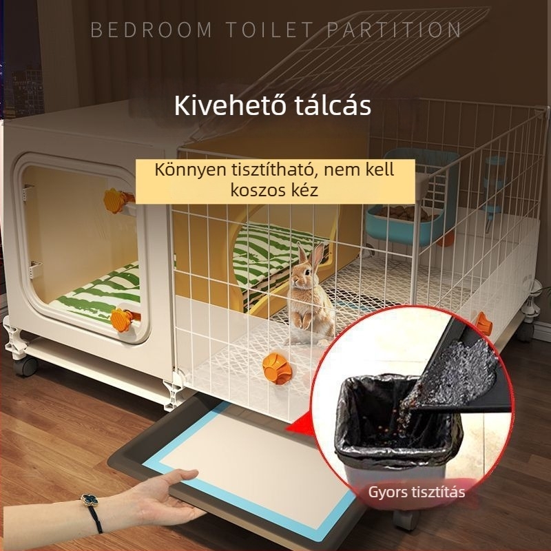 Nyúlketrec integrált vizelettoalettel, nagy belső odú háziállatok számára (nyúl, törpenyúl, tengerimalac és hörcsög) — műanyag, odú háziállatok számára, gyártói közvetlen testreszabás határokon átívelő kereskedelemhez, kizárólagos határokon átívelő ellátás