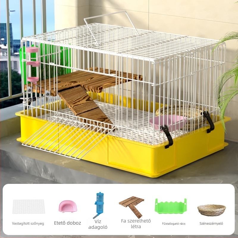 Fából készült nyúlketrec beltéri használatra, luxus dizájn, fészek-stílusú tartósság, anti-ürítés funkció