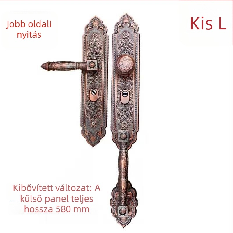 Kibővített luxus ajtókilincs zinkötvözetből, modell 1008, bejárati ajtóhoz, kulcsos záródás