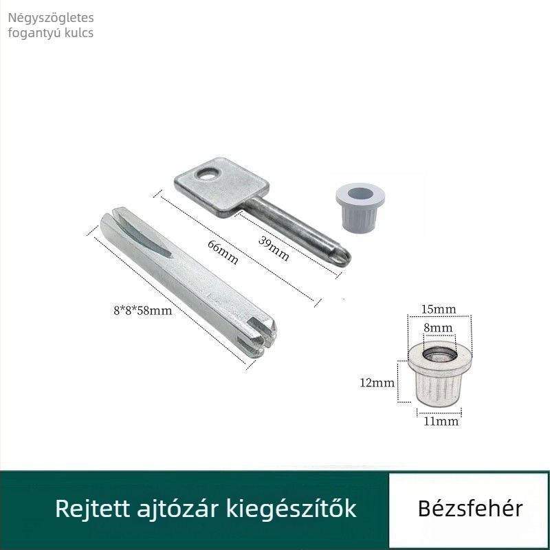 Rejtett ajtózár vészkulccsal, egyoldali zárhengerrel, rozsdamentes testtel, modell 556, beltéri ajtókhoz (fa/fém)