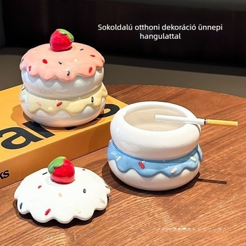 Kerámiából készült hamutál fedővel, faragott kivitelben, nappali dekorációhoz — HL1023460927