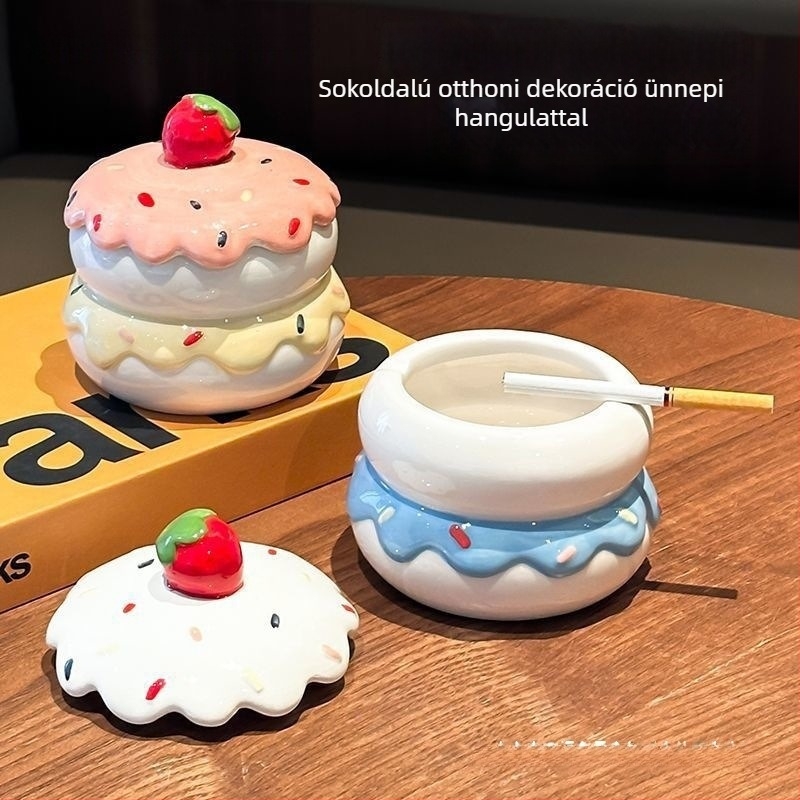 Kerámiából készült hamutál fedővel, faragott kivitelben, nappali dekorációhoz — HL1023460927