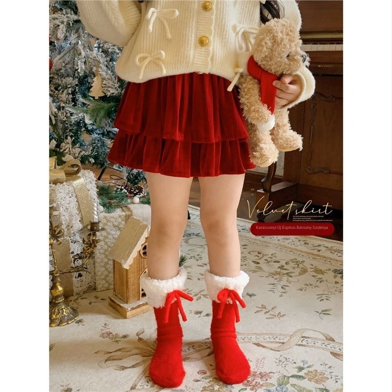 Velúr puffos szoknya lányoknak, magas derekú, princess-stílus, Spandex <30%, 3–8 éveseknek