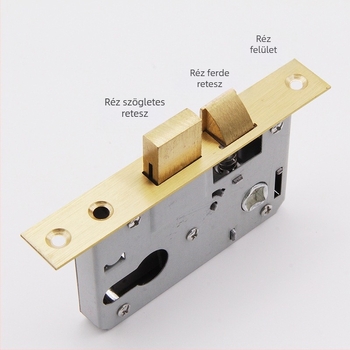 Beltéri ajtózár test – vas és réz ötvözet; 150 g; modern letisztult dizájn