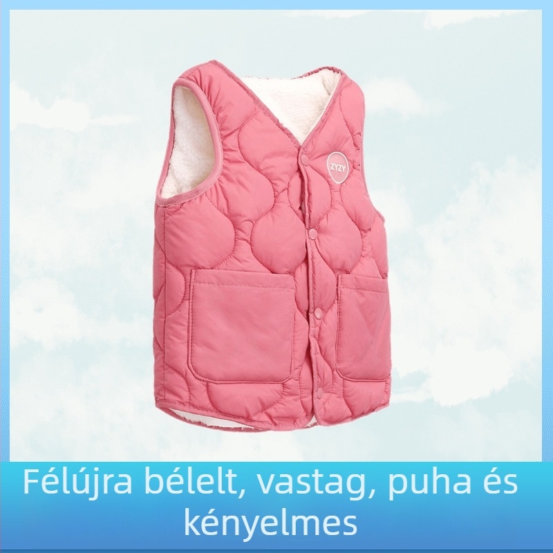 Gyermek mellény nyúlszőrméterrel, fleece bélés, kétoldalas viselés, újszülötteknek 0–1 év, 2024 tavasza