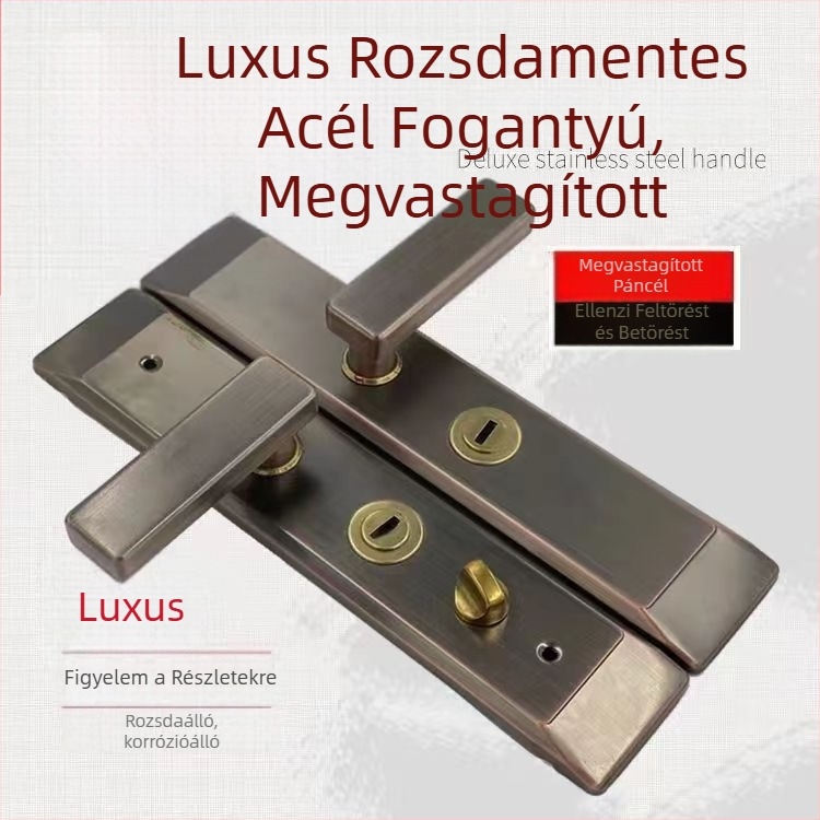 Rozsdamentes acél ajtózár fogantyúval, modell SLH08, könnyed luxus stílus
