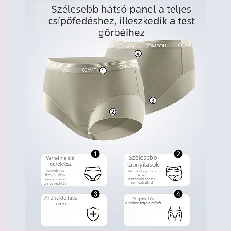 Varrat nélküli női alsó 7A hosszú szálú pamutból, antibakteriális ágyékrésszel, magas rugalmasság, kényelmes