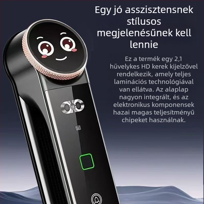 Okos ajtózár (arcfelismerés, ujjlenyomat, távoli feloldás, látható macskaszem, DC tápegység)