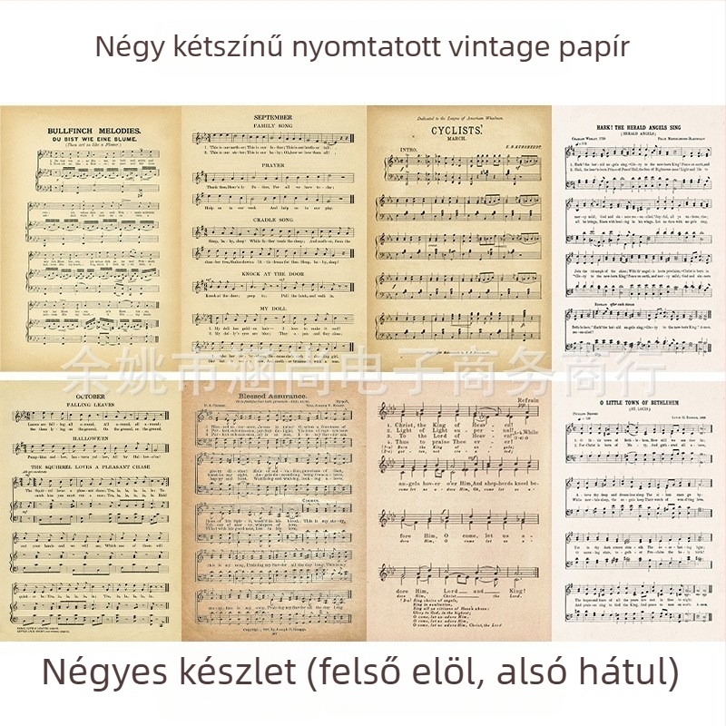 Fotóháttér vintage kellékekkel, régi angol papír és kotta