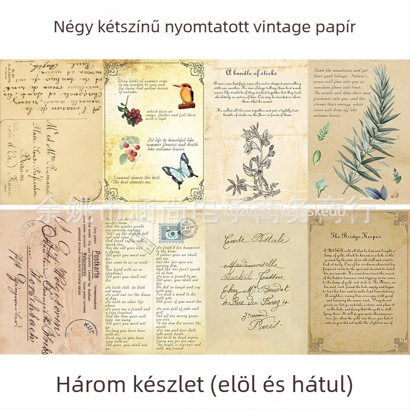Fotóháttér vintage kellékekkel, régi angol papír és kotta