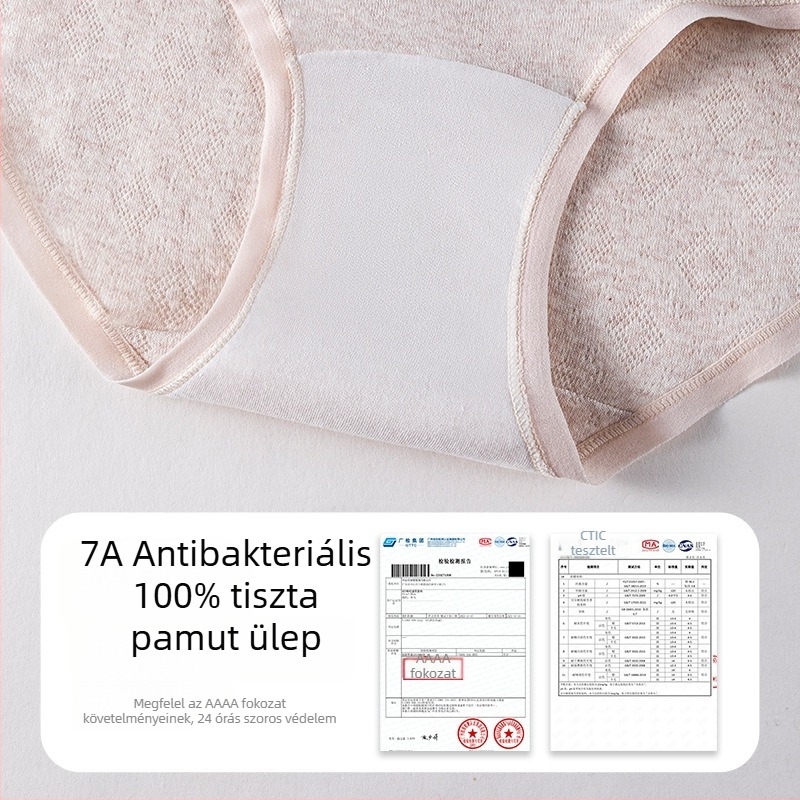 Női varrat nélküli fehérnadrág, 100% pamut ágyéki betéttel, lélegző, antibakteriális