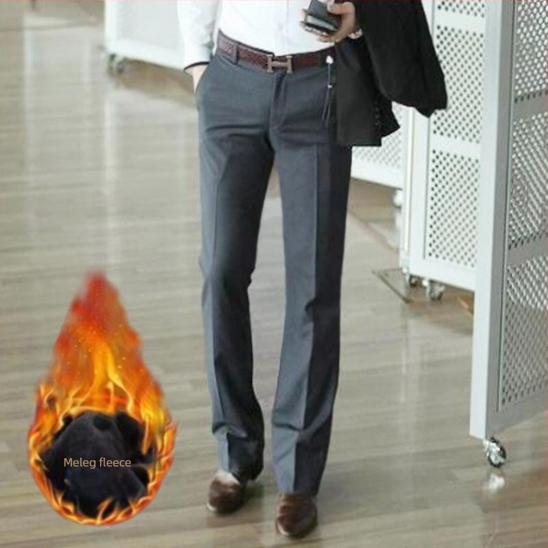 YUEMOYI Micro-Flare férfi nadrág, könnyű üzleti stílus, vasalás nélkül, 3D szabás, poliészter keverék (79% poliészter), közép-magas derekú