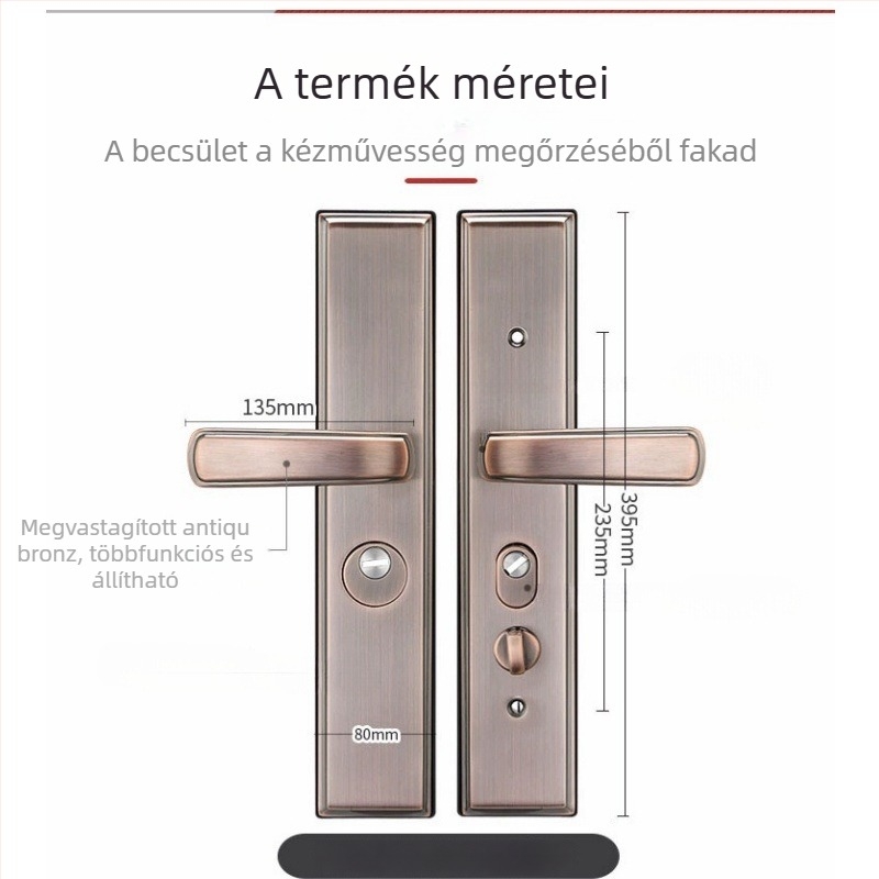 Modell 1578 | Rozsdamentes acélból készült kilincs záras, lopás elleni ajtókhoz | Modern minimalist design, bejárati és hálószoba ajtókhoz