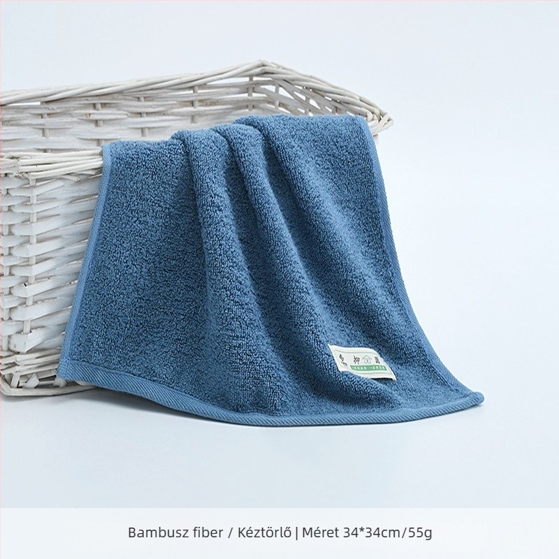 Baba bambusz rostból készült négyzet alakú arctörlő, hímzett logóval, 60g, 32 szál, slub szál