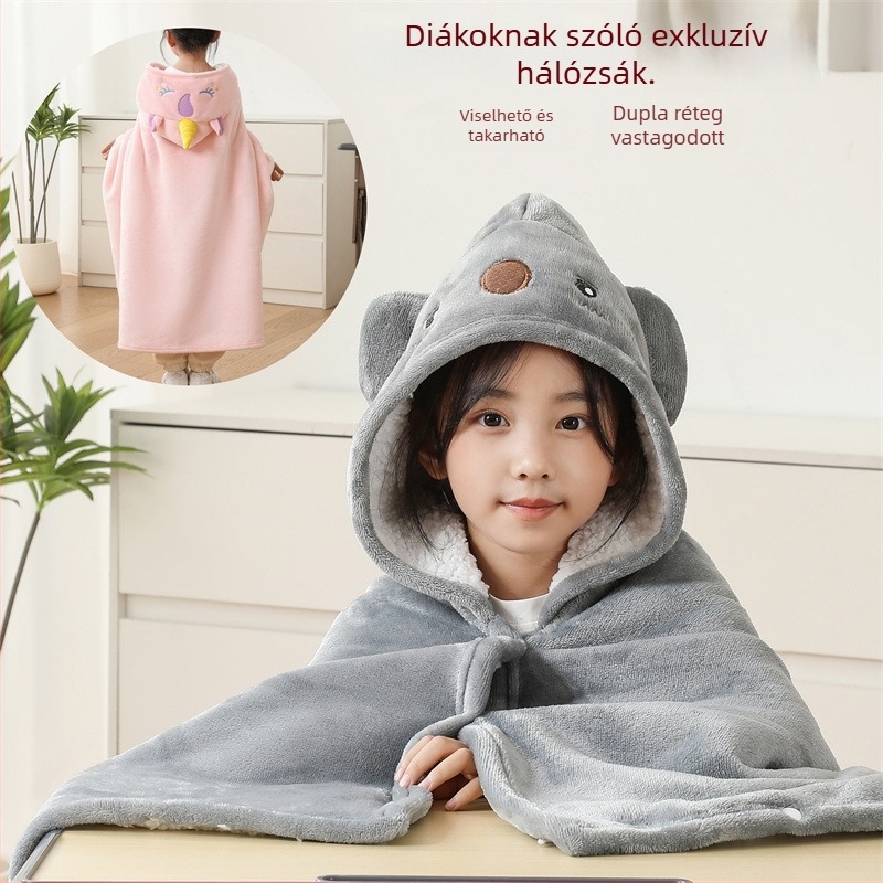 Gyerekek nappali köpeny pléd – téli vastag plüss, poliészter rost, 350 g, őszi-téli szezon, rajzfilm mintázat