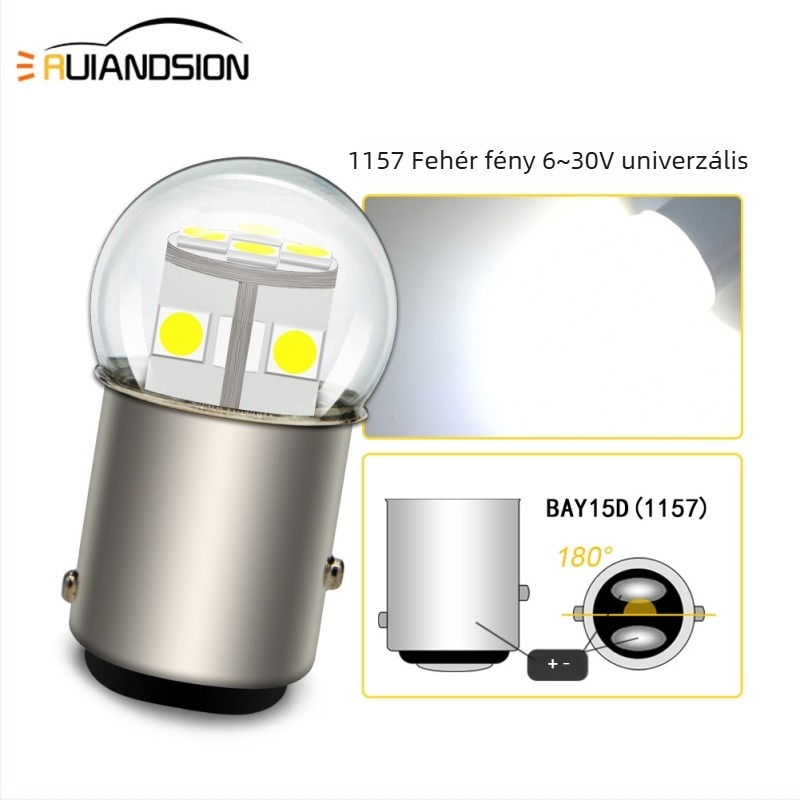 Autó LED irányjelző és tolató lámpa, 3030×12 LED, modell 1156/1157, 12V, 6W, 6500K