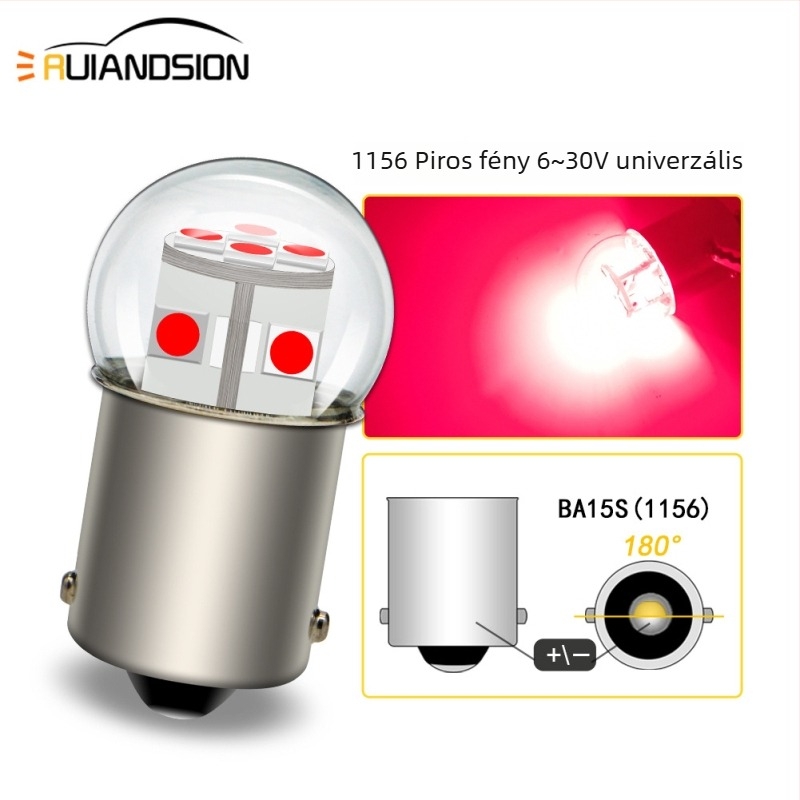 Autó LED irányjelző és tolató lámpa, 3030×12 LED, modell 1156/1157, 12V, 6W, 6500K