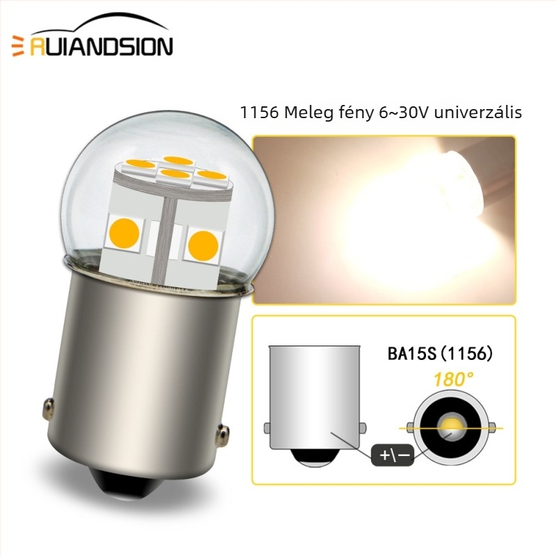 Autó LED irányjelző és tolató lámpa, 3030×12 LED, modell 1156/1157, 12V, 6W, 6500K