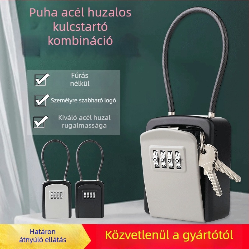 4 számjegyű mechanikus jelszavas kulcsdoboz, alumíniumötvözet, modell G10-2, záró rúd vastagsága 6, dekorációs cégeknek, építkezésekhez, szállodákhoz és szálláshelyekhez