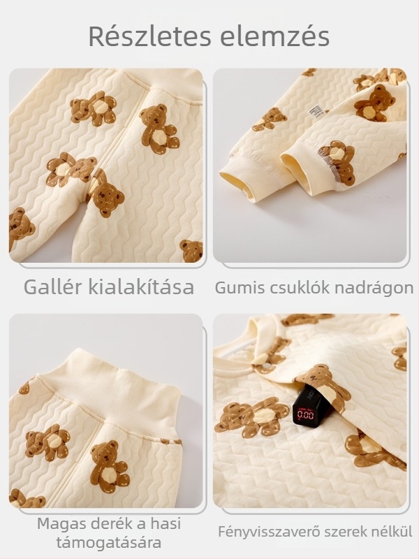 Beilun 100% pamut újszülött hasi védőnadrág, magas derekú, nyitható lágyéki nyílás, tavasz-ősz