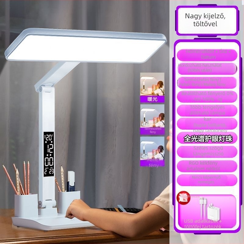 Szemvédő asztali lámpa, USB/duál használat, hangvezérlés, egyszerű modern stílus, 36V alatt, 100–300W