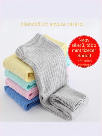Gyerekeknek készült pamut kötött nadrág, uniszex, középmagas derekú, elasztikus derékkal, 1–3 éveseknek, őszi-téli szezonra