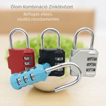 Numerikus kombinációs zár, modell 313, cink ötvözet anyagból; alkalmas poggyászhoz, autóhoz, ruhásszekrényhez; rúd vastagsága 4; rudak távolsága 16×19