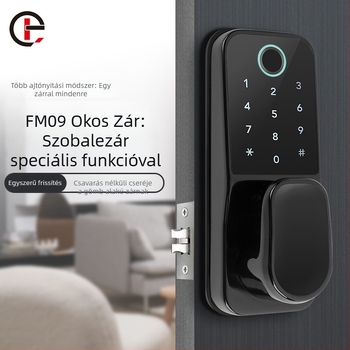 FM09 Okos zár ujjlenyomat, Bluetooth, jelszó és kártya faajtókhoz (beltéri) – 100 ujjlenyomat-tár, >100000 nyitás, <0,5 s beolvasás, 1:N összehasonlítás