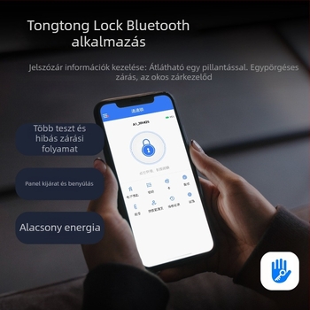 FM09 Okos zár ujjlenyomat, Bluetooth, jelszó és kártya faajtókhoz (beltéri) – 100 ujjlenyomat-tár, >100000 nyitás, <0,5 s beolvasás, 1:N összehasonlítás