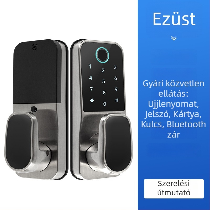FM09 Okos zár ujjlenyomat, Bluetooth, jelszó és kártya faajtókhoz (beltéri) – 100 ujjlenyomat-tár, >100000 nyitás, <0,5 s beolvasás, 1:N összehasonlítás